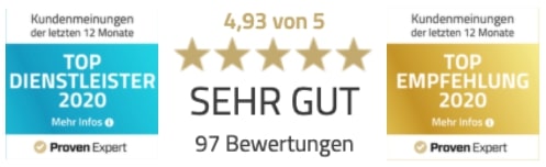 ProvenExpert: 4,93 von 5 – SEHR GUT, Top Dienstleister & Top Empfehlung
